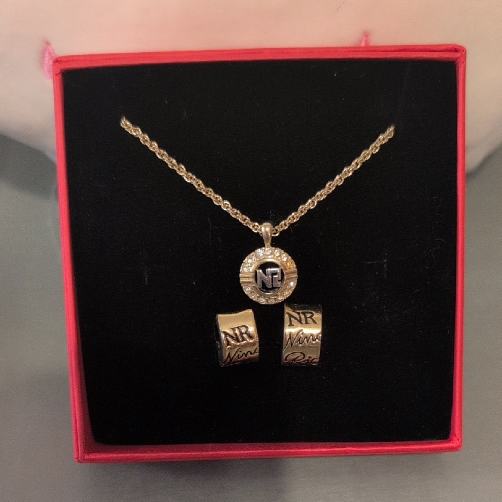 Gold Necklace and Earring Set